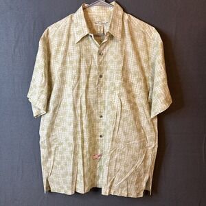 Tori Richard Men M Cotton Lawn Hawaiian Palm Tree Beach Short Sleeve Shirt